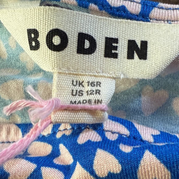 BODEN Amelie Jersey Dress Gallery Blue, Heart Cluster NWT Size 12 - Picture 3 of 12